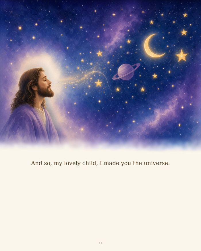 Jesus among the stars: And so, my lovely child, I made you the universe.